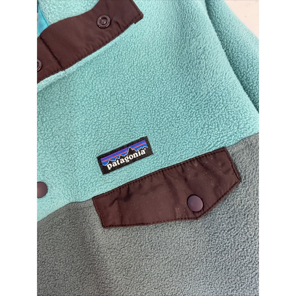 Patagonia Synchilla Womens L Teal Green Snap T Fleece Pullover Hiking Camping - Picture 5 of 11